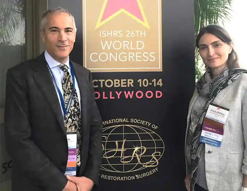 Dr. Jeffrey Epstein, Miami board-certified facial plastic surgeon, and Dr. Gorana Epstein, attending an international hair restoration conference